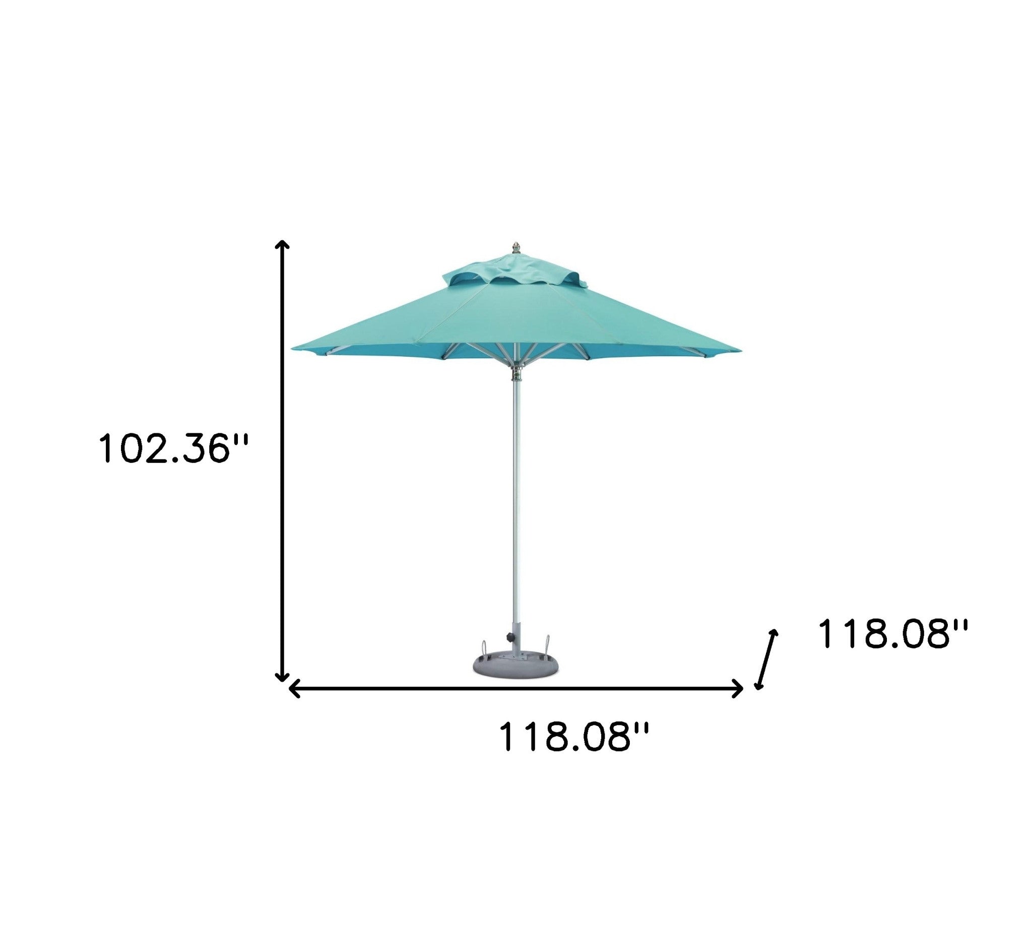 10' Aqua Polyester Round Tilt Cantilever Patio Umbrella with Stand