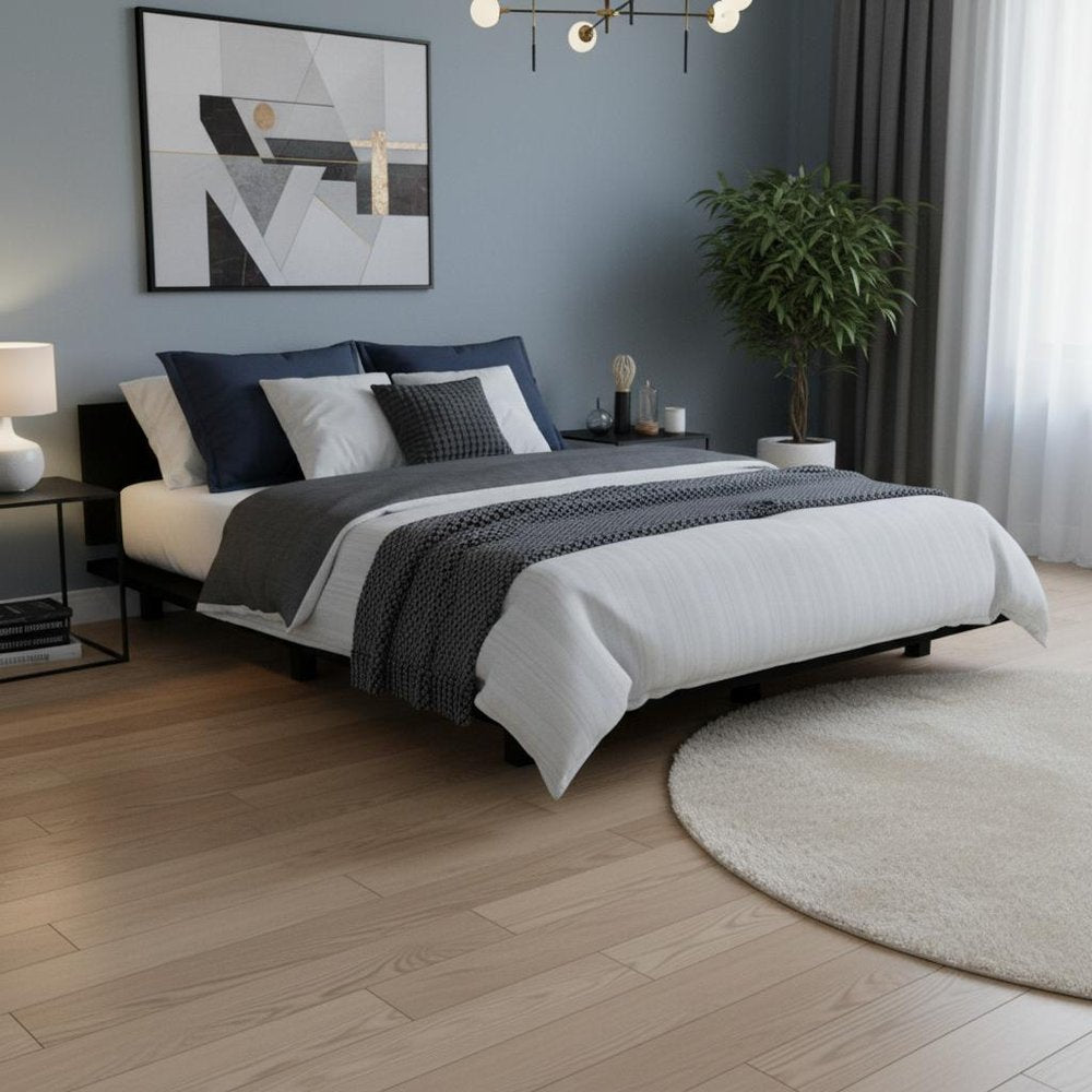 Black Distressed Wood Twin Bed Frame