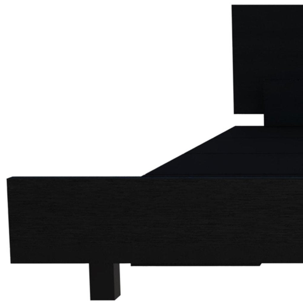 Black Distressed Wood Twin Bed Frame