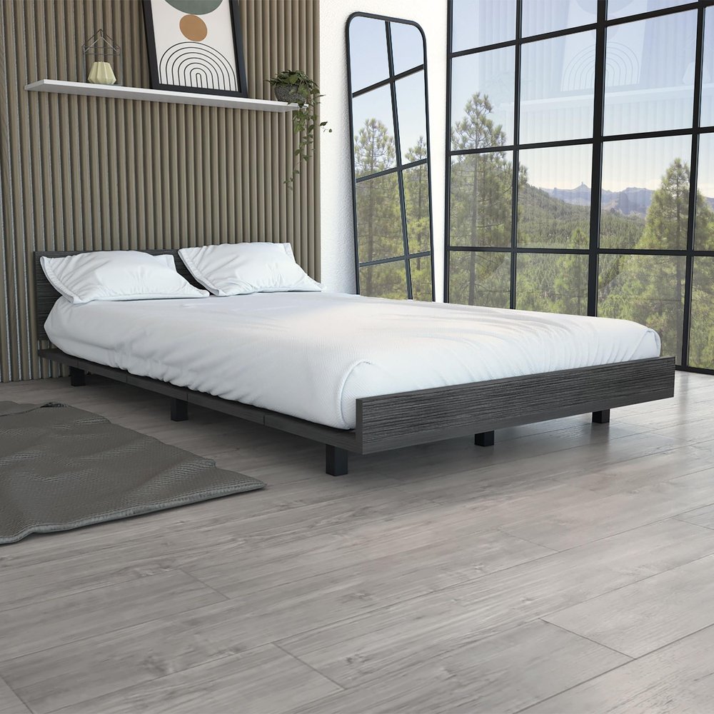 Black Distressed Wood Twin Bed Frame