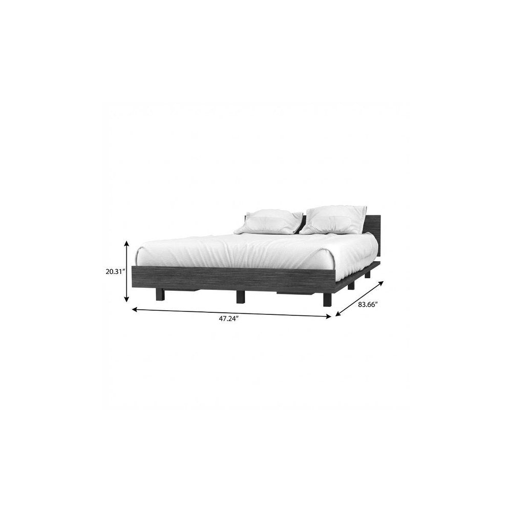 Black Distressed Wood Twin Bed Frame