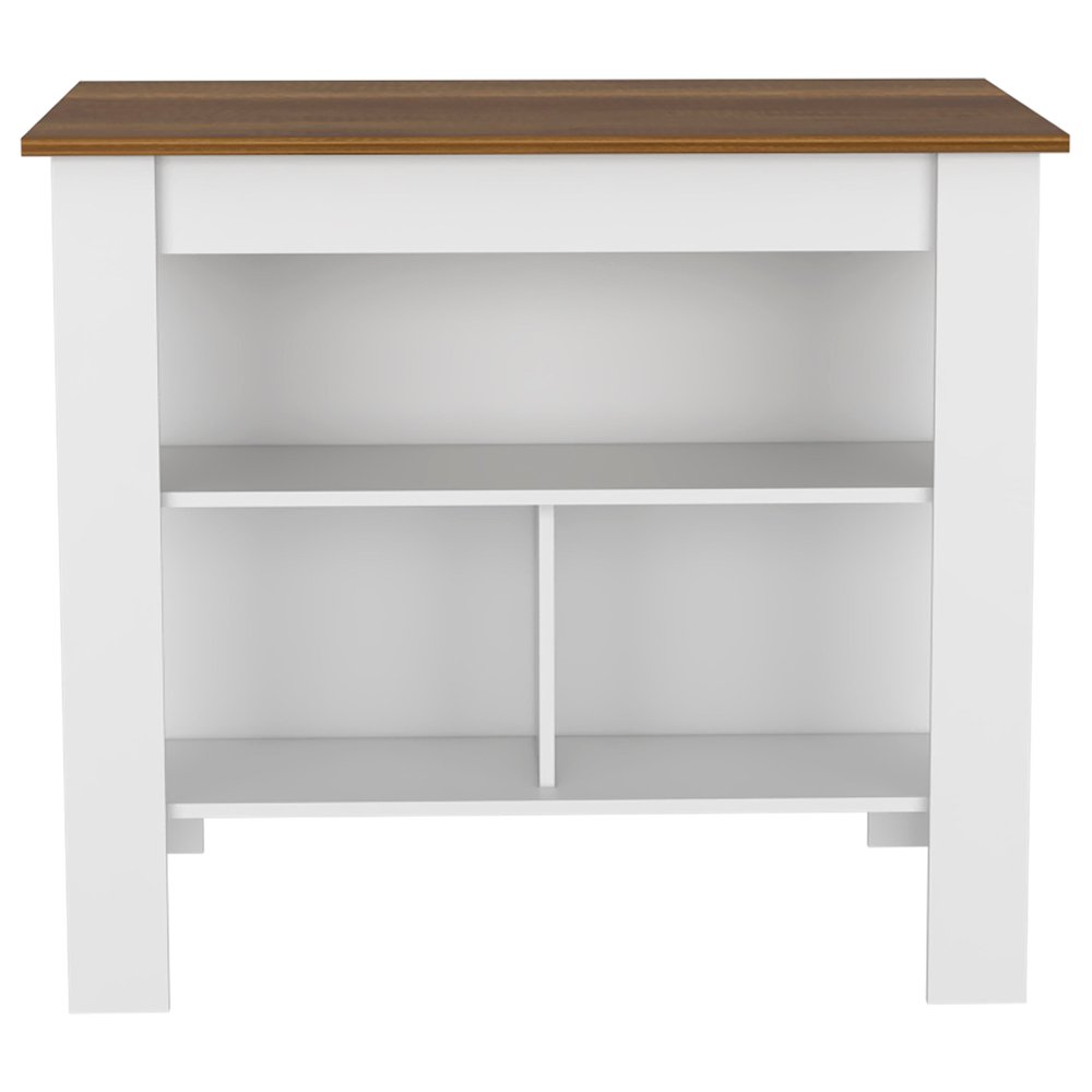 41" Natural and White Wood Flat Door Kitchen Island Set With Storage