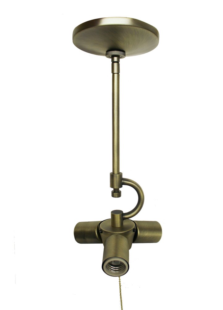 Antiqued Brass Bulb Three Light Metal Chandelier