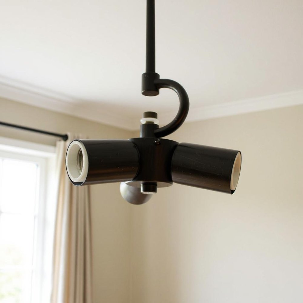 Bronze Bulb Three Light Metal Chandelier