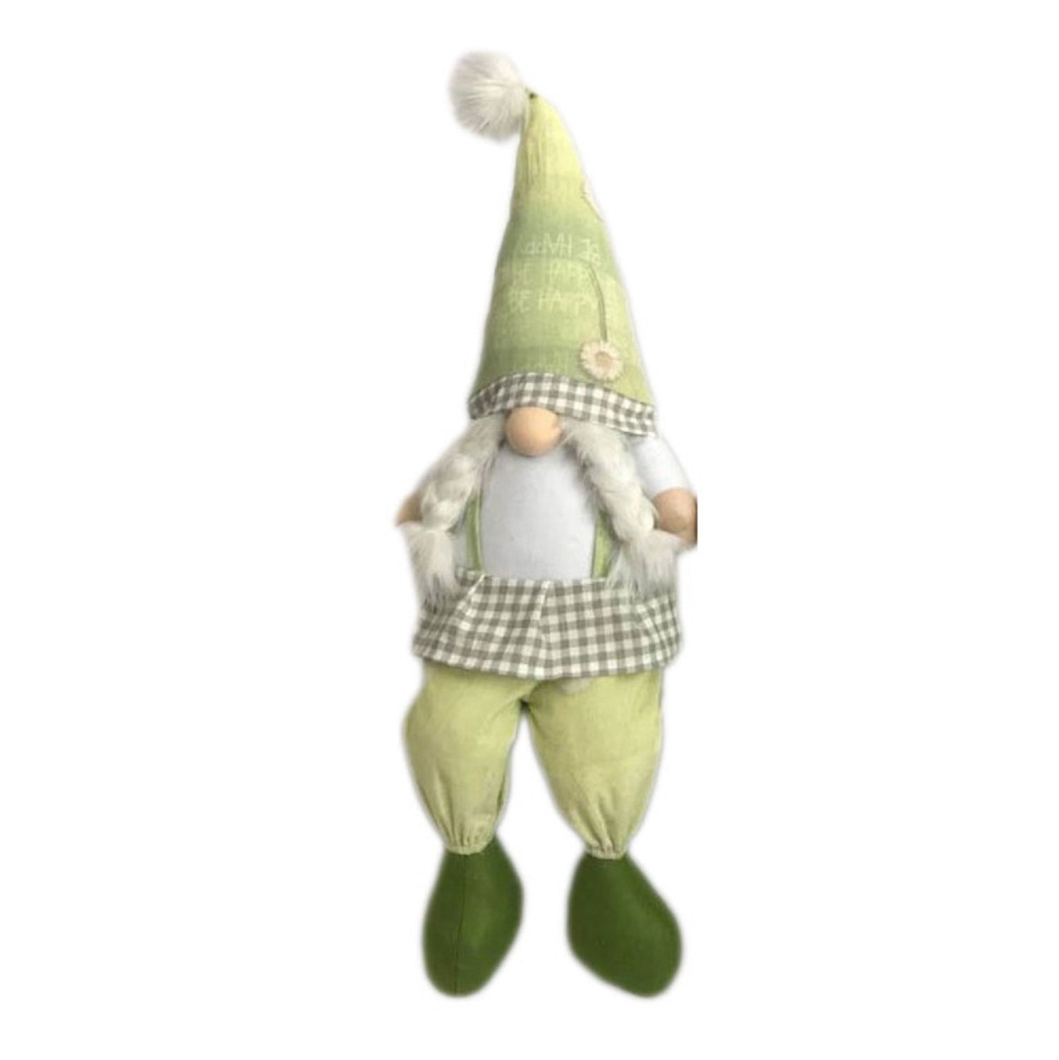 30" Green and White Fabric Christmas Standing Gnome Tabletop Sculpture