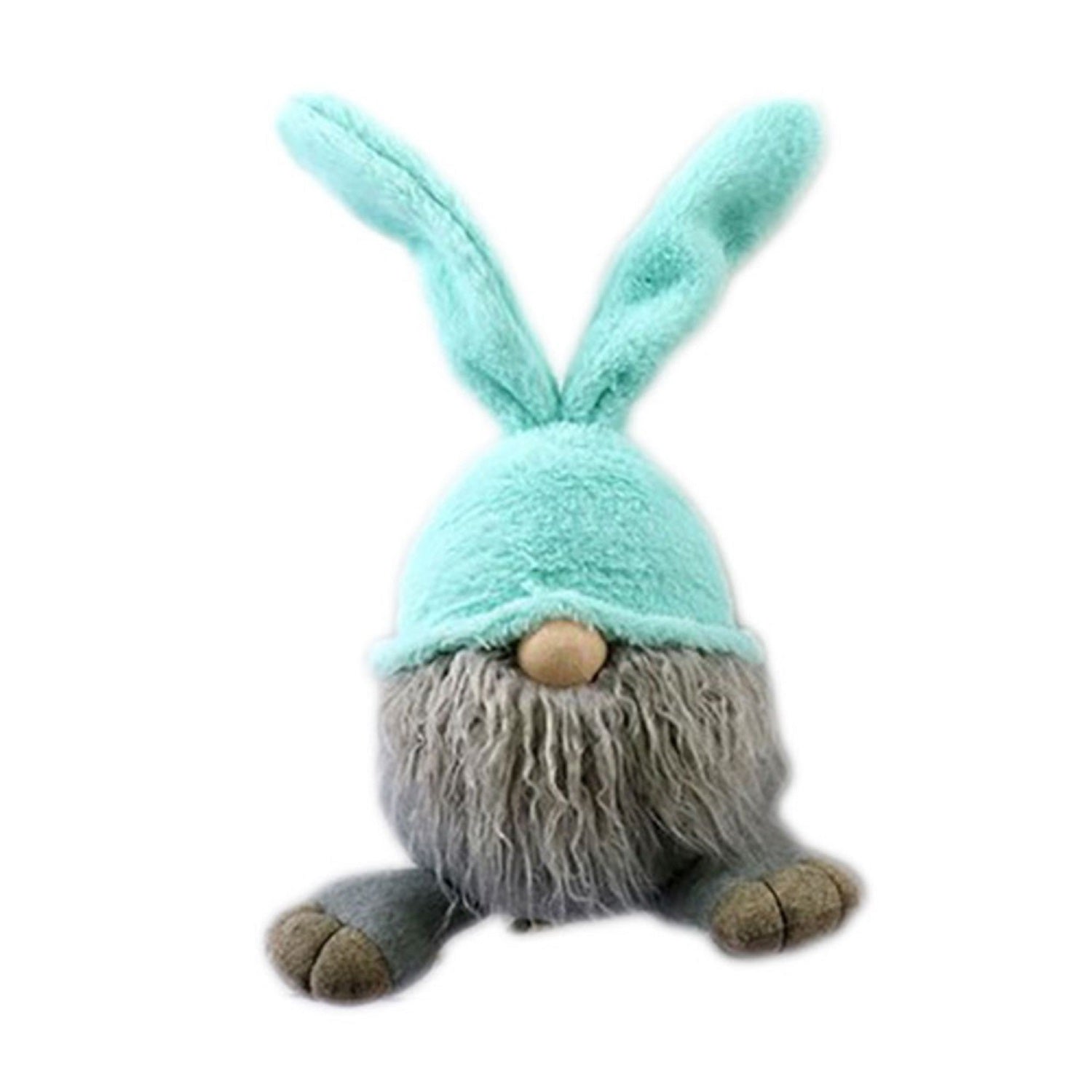 19" Blue and Gray Fabric Bunny Ears Standing Gnome