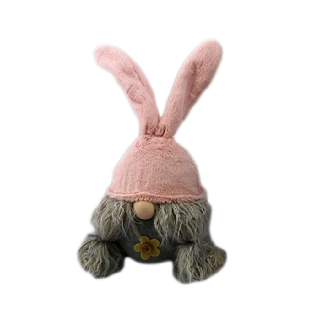 19" Gray and Pink Fabric Easter Standing Gnome Tabletop Sculpture