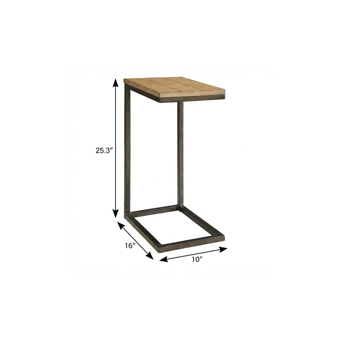 25" Oak and Black Distressed Solid Wood and Steel Frame End Table