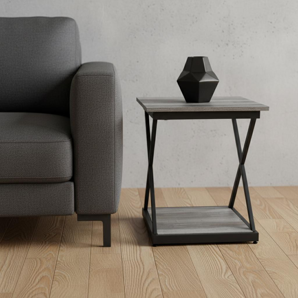 20" Black And Brown Manufactured Wood Square End Table