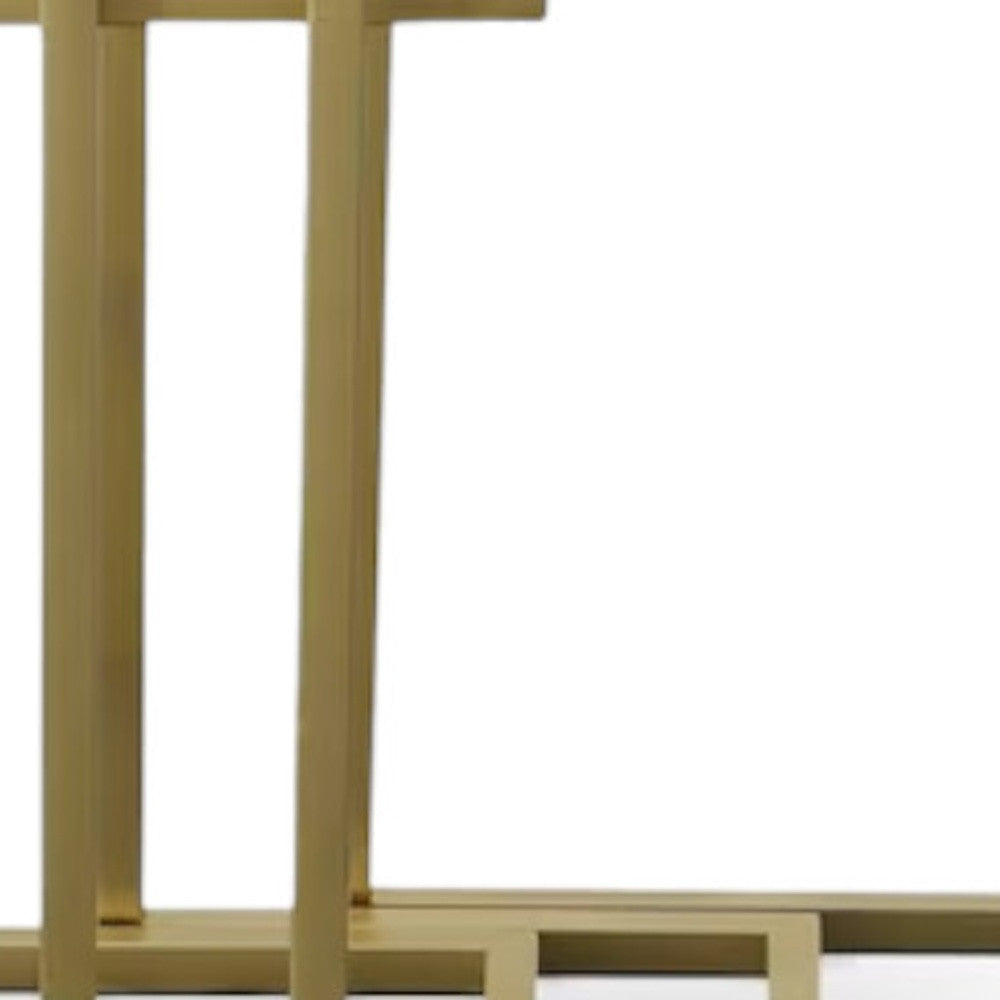 24" Gold Glass Rectangular End Table