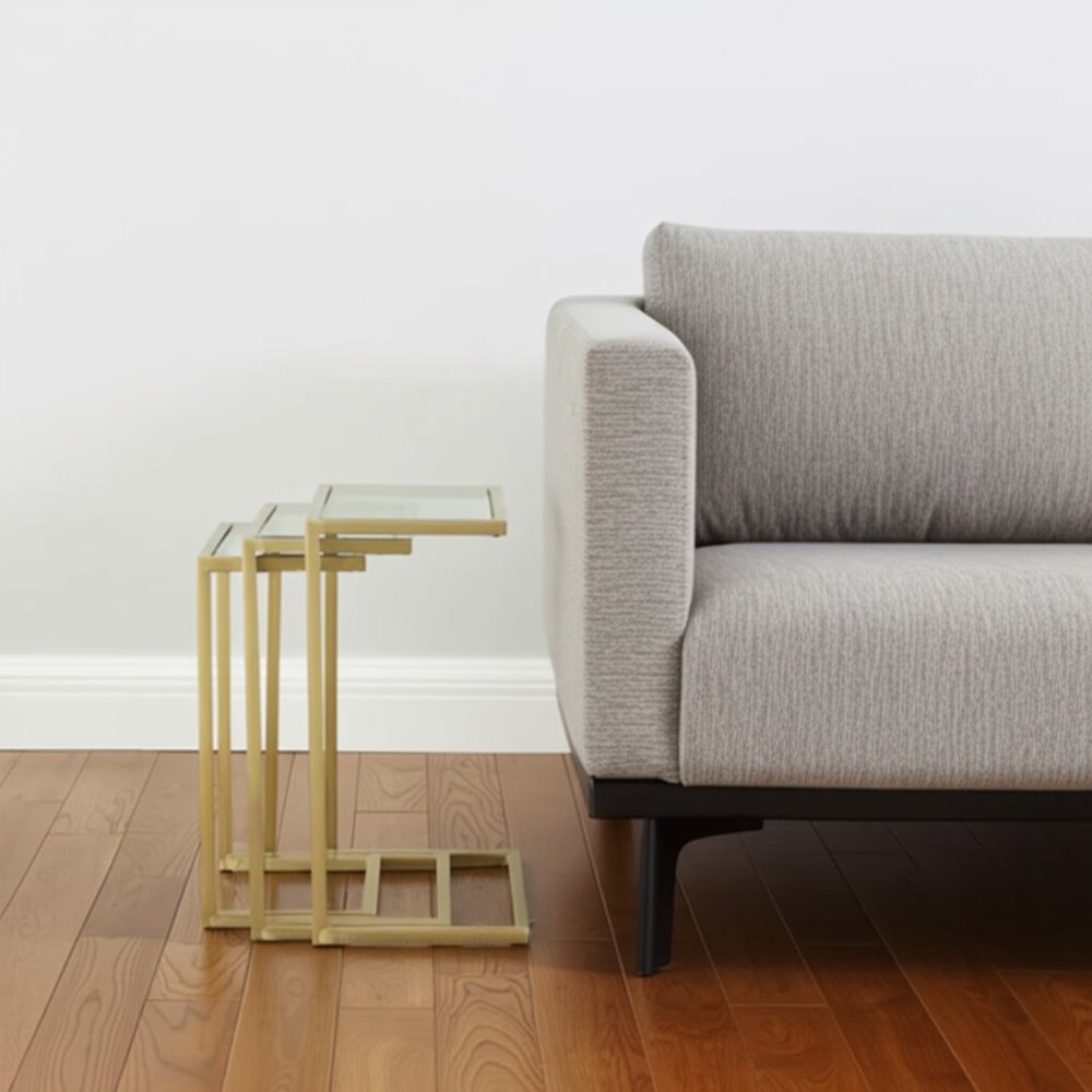 24" Gold Glass Rectangular End Table