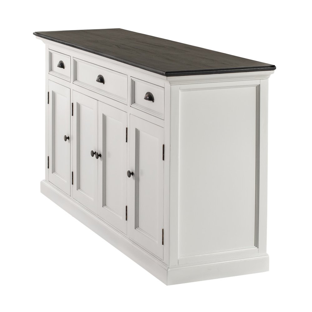 60" White & Black Solid Wood Buffet Table