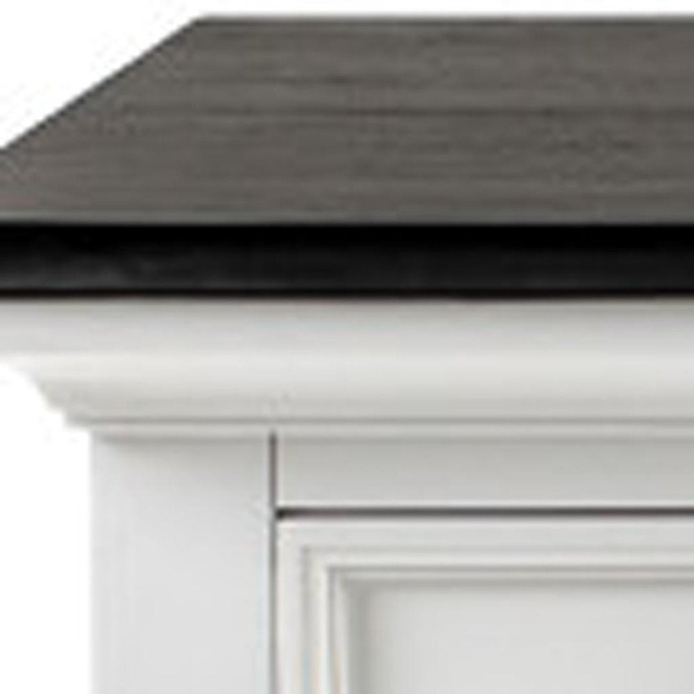 60" White & Black Solid Wood Buffet Table