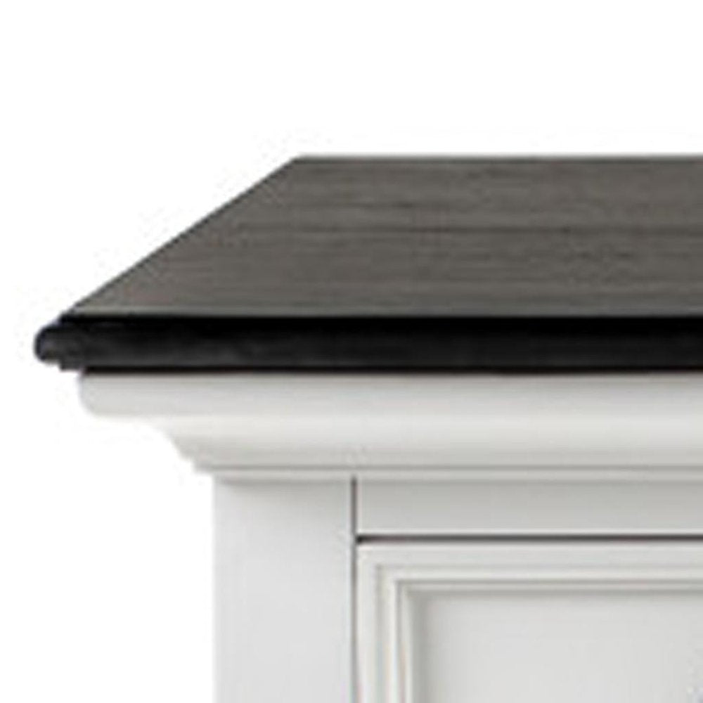 60" White & Black Solid Wood Buffet Table
