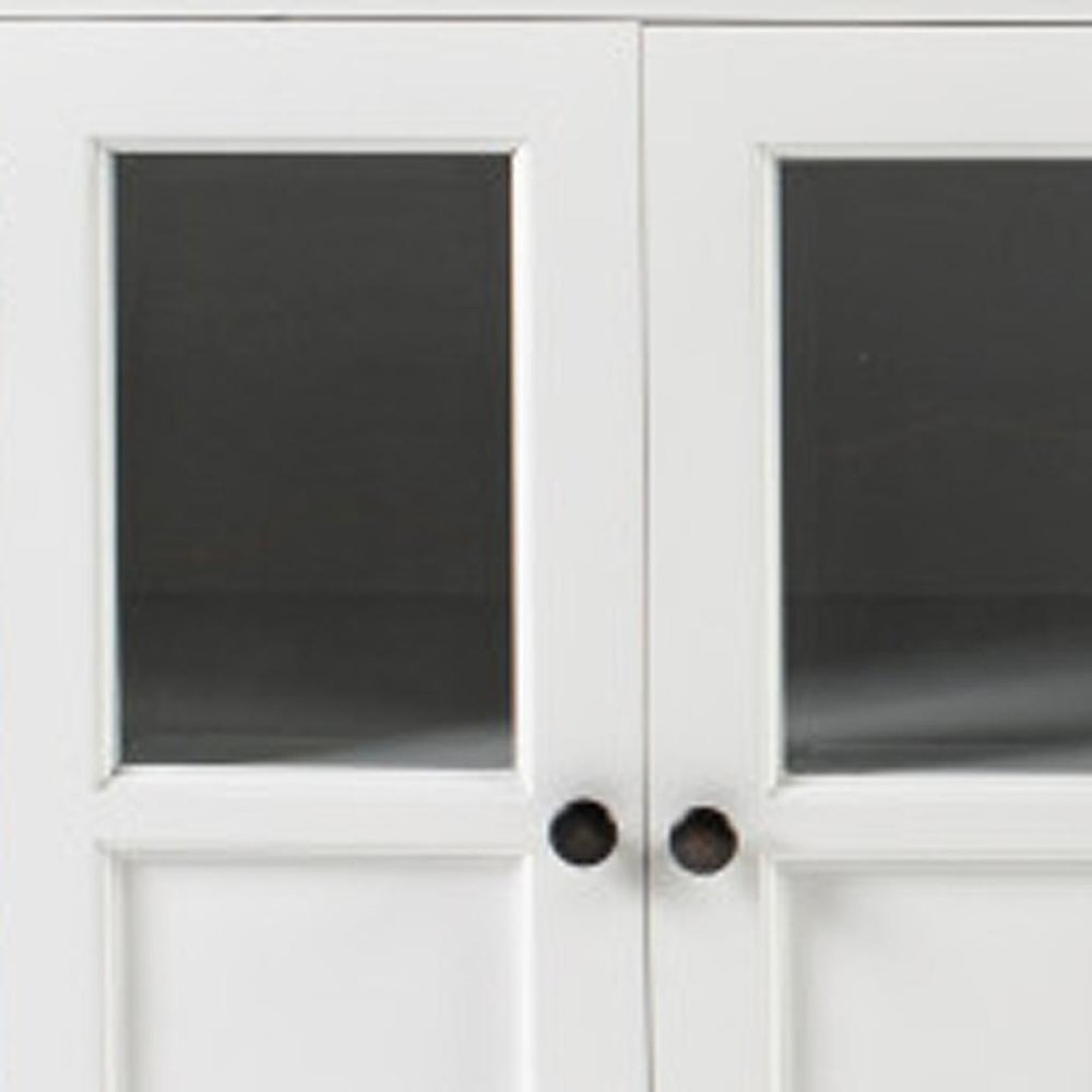 81" Black And White Solid Wood Buffet Table With Six Doors