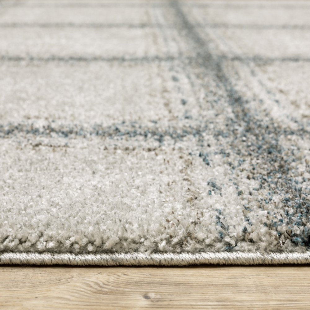 7' X 10' Gray Geometric Power Loom Area Rug