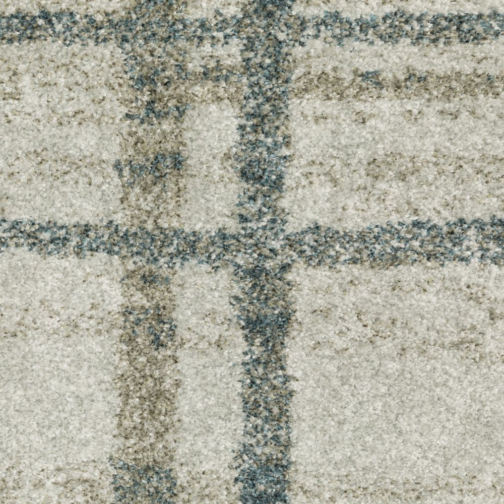 3' X 5' Grey Teal Beige and Tan Geometric Power Loom Area Rug