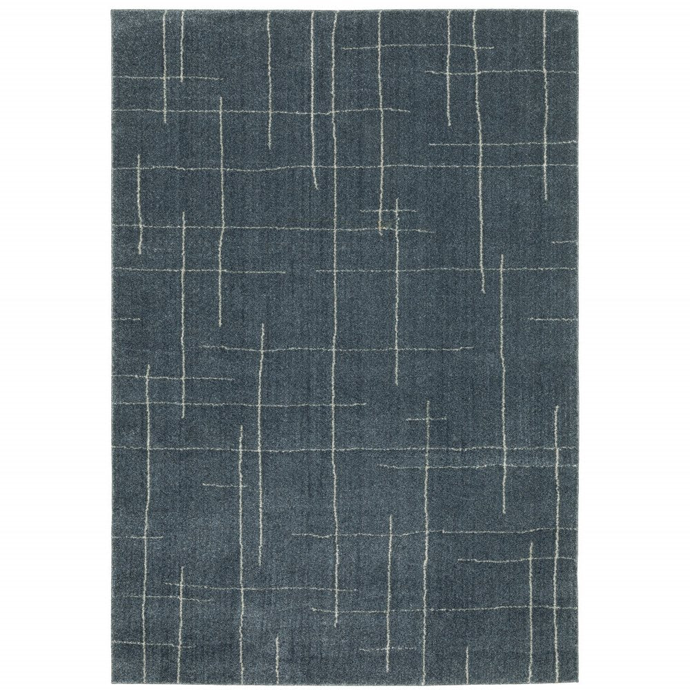 5' X 8' Blue and Gray Geometric Power Loom Area Rug