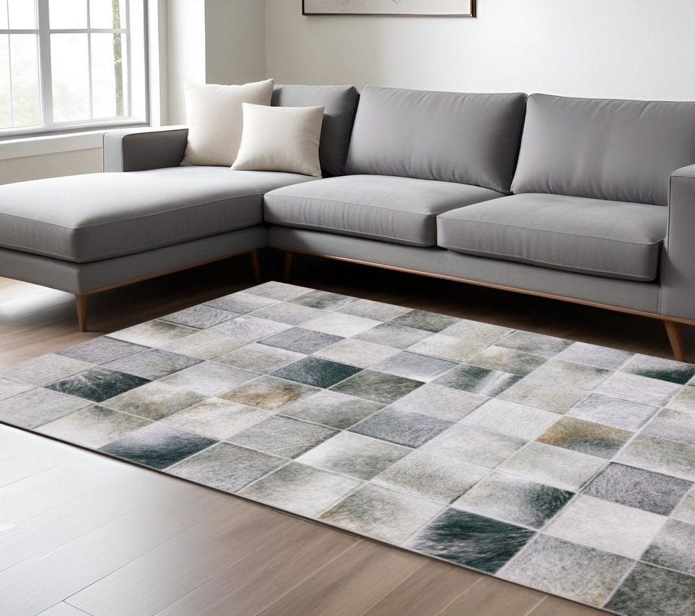 8' X 10' Gray And Charcoal Geometric Area Rug
