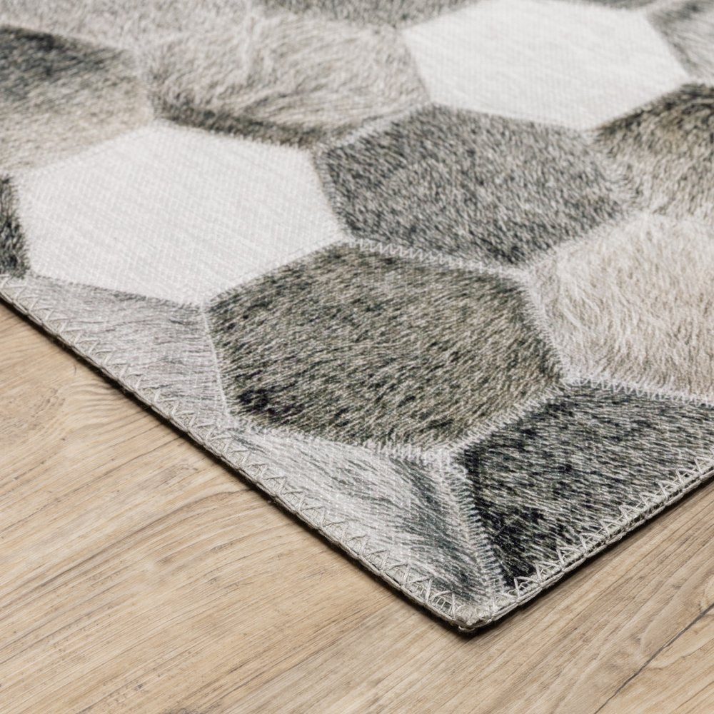 8' X 10' Gray And Charcoal Geometric Area Rug