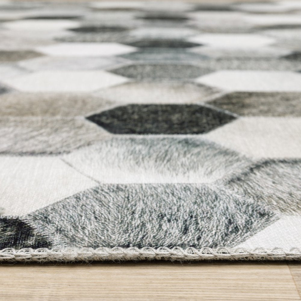 9' X 12' Gray And Charcoal Geometric Area Rug