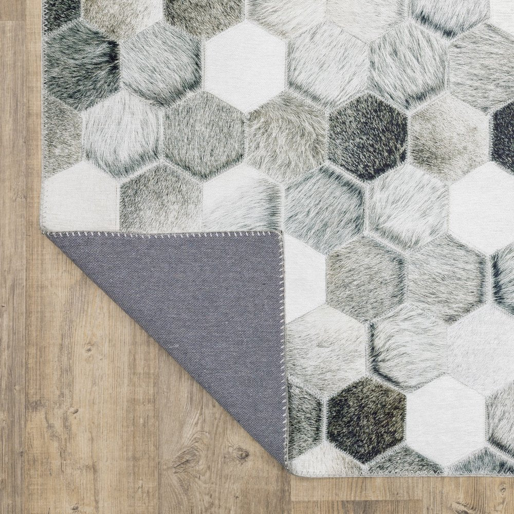 9' X 12' Gray And Charcoal Geometric Area Rug