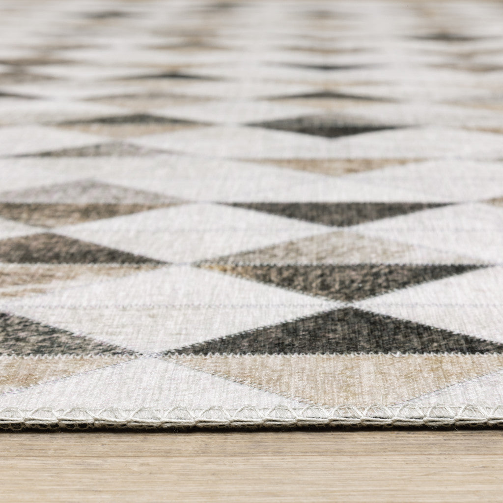 9' X 12' Beige And Gray Geometric Area Rug