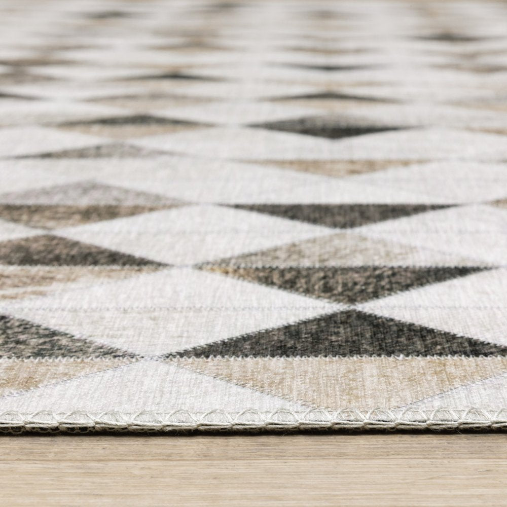 9' X 12' Beige And Gray Geometric Area Rug