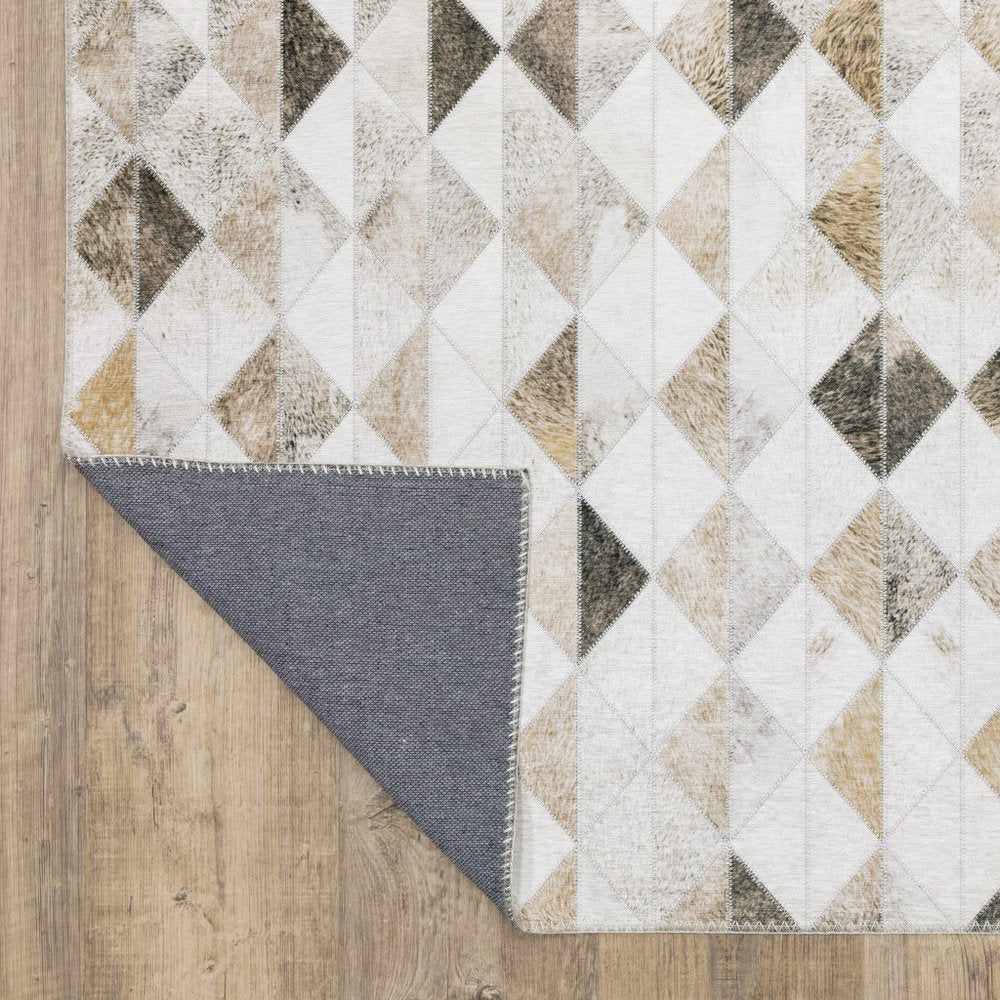 9' X 12' Beige And Gray Geometric Area Rug