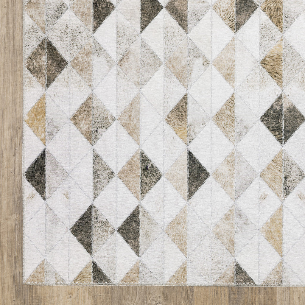 9' X 12' Beige And Gray Geometric Area Rug