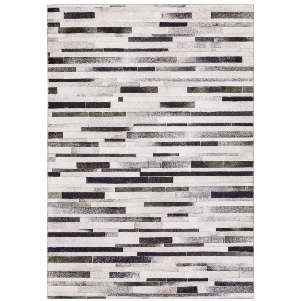 9' X 12' Gray And Charcoal Geometric Area Rug