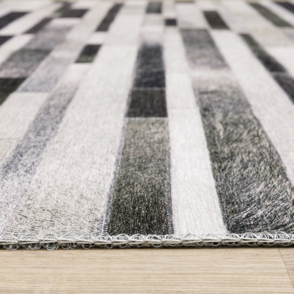 9' X 12' Gray And Charcoal Geometric Area Rug
