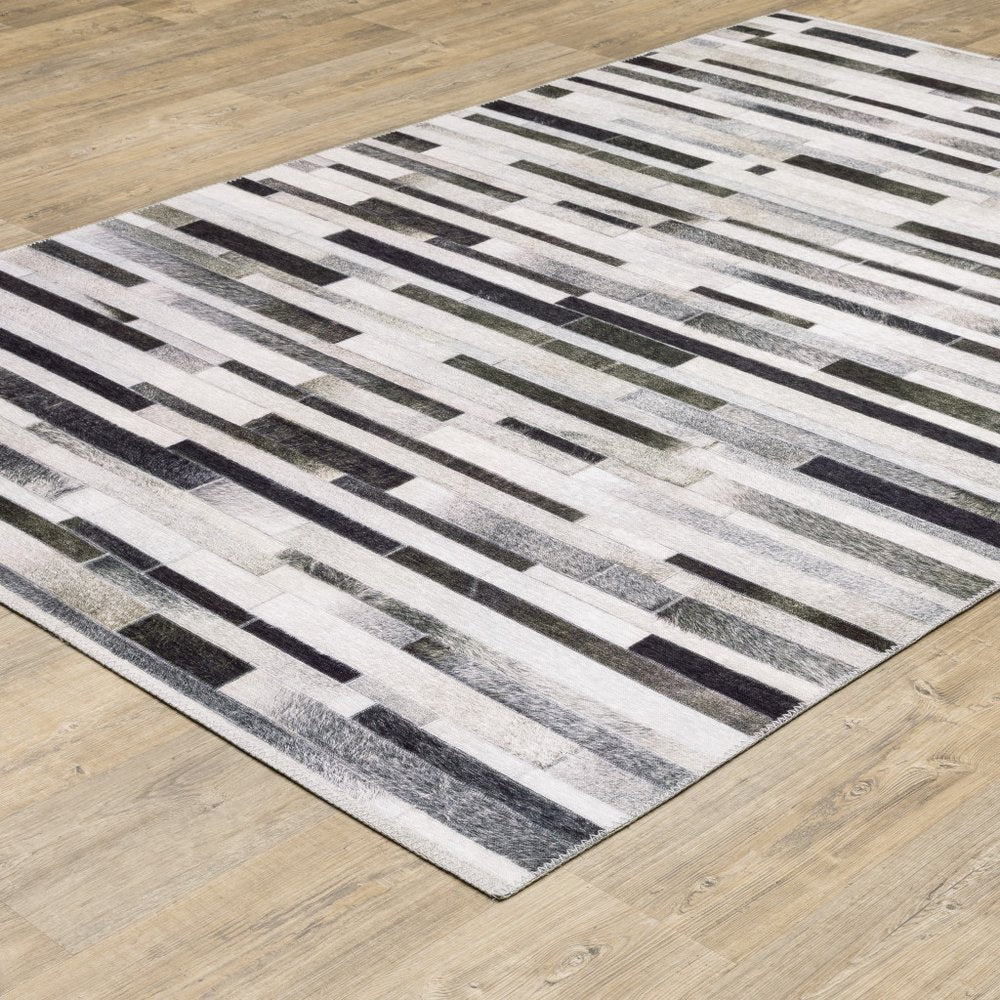 9' X 12' Gray And Charcoal Geometric Area Rug