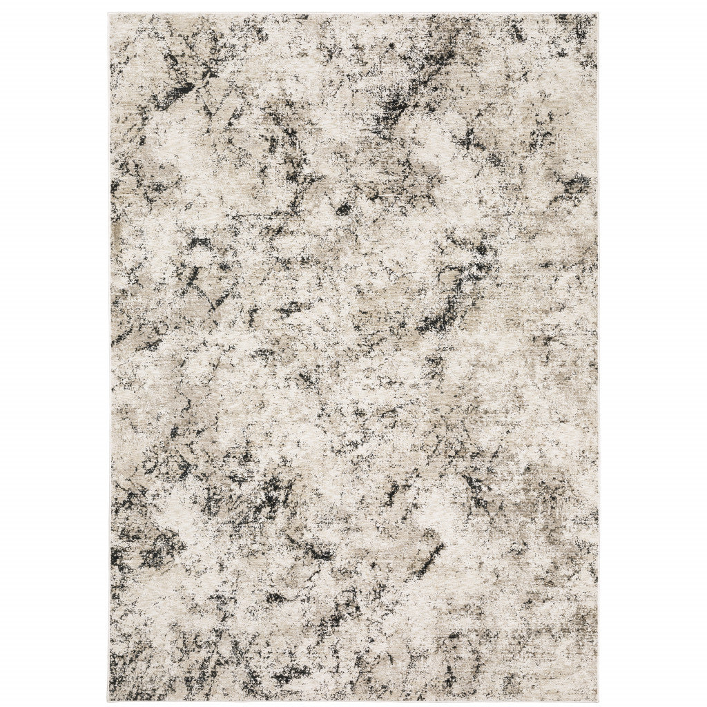 8' X 11' Ivory And Gray Abstract Area Rug