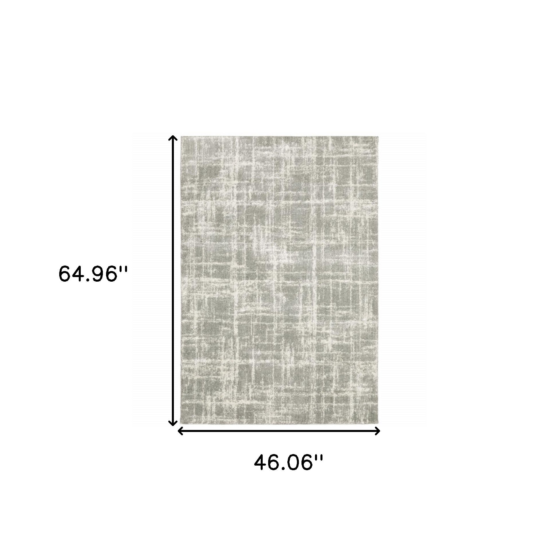 4' X 6' Grey And Ivory Abstract Shag Power Loom Stain Resistant Area Rug