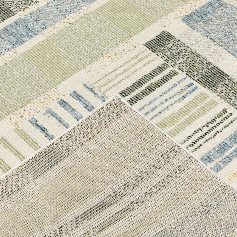 12' Blue And Green Geometric Runner Rug
