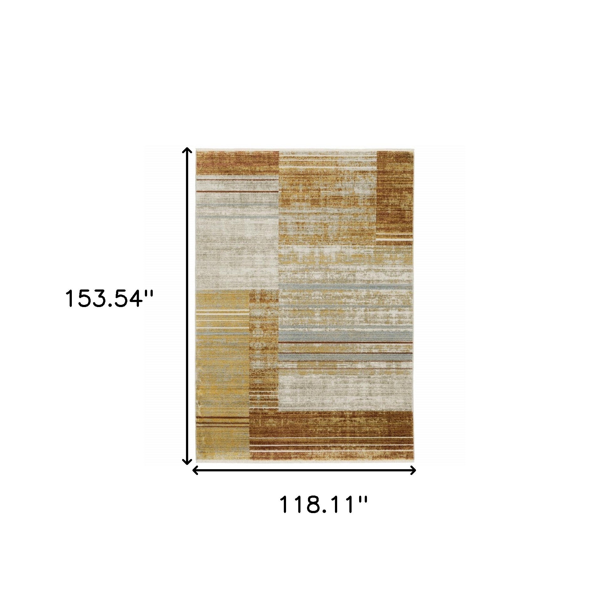 10' X 13' Rust Gold Blue Grey Ivory And Tan Geometric Power Loom Stain Resistant Area Rug With Fringe