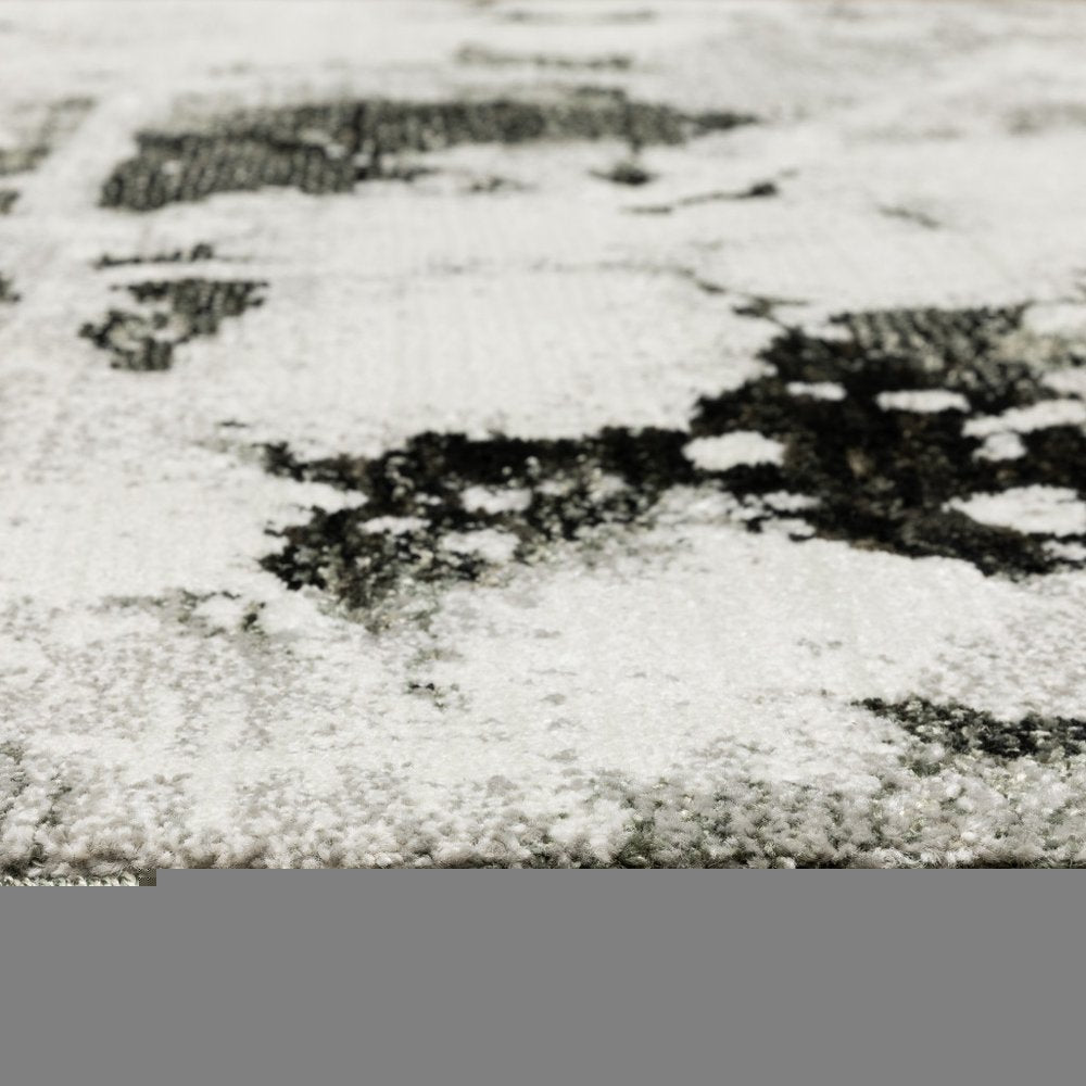 3' X 5' Gray and White Abstract Power Loom Area Rug