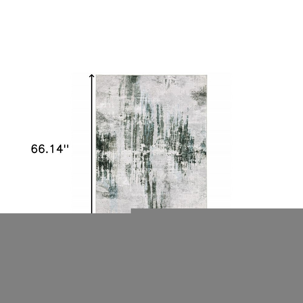 4' X 6' Silver and Gray Abstract Non Skid Area Rug