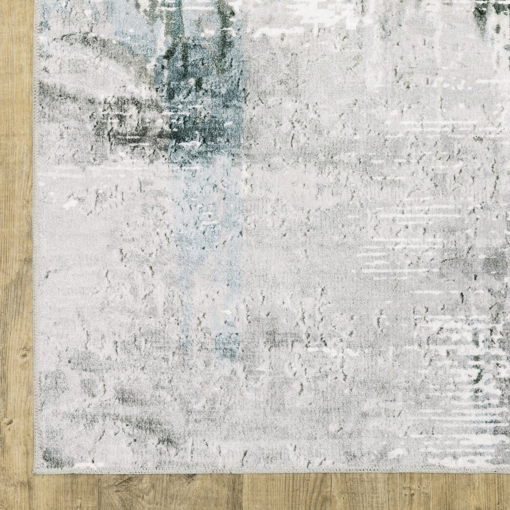 4' X 6' Silver and Gray Abstract Non Skid Area Rug