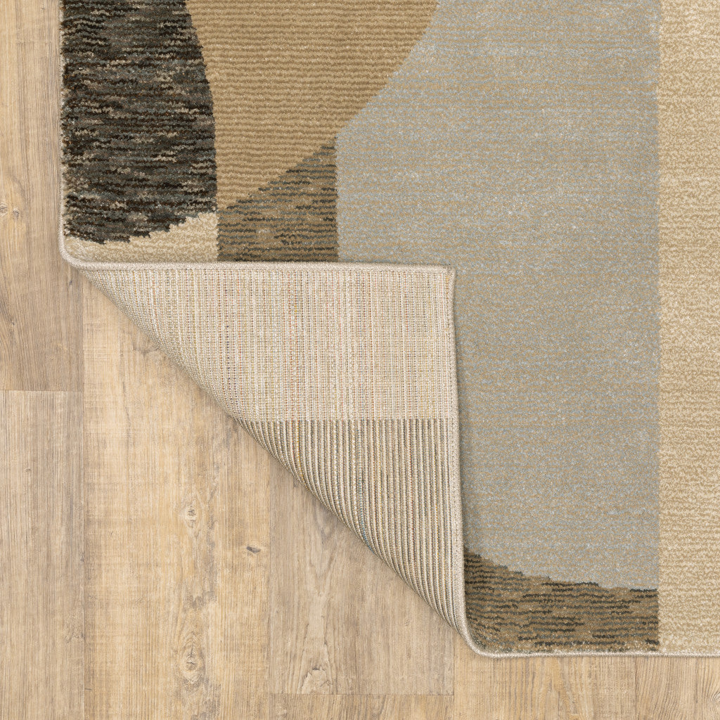 8' Green And Ivory Geometric Runner Rug