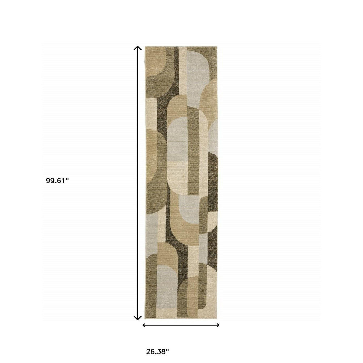 8' Green And Ivory Geometric Runner Rug