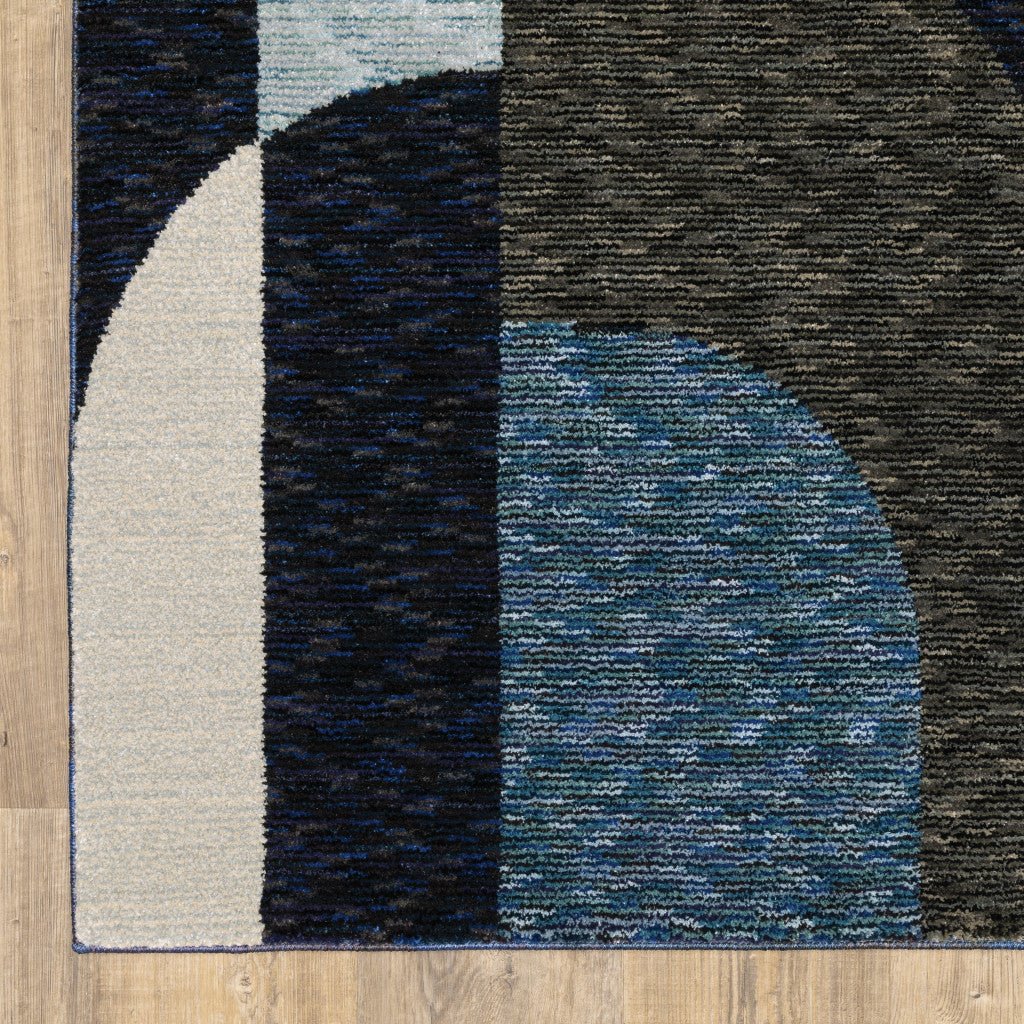 3' X 5' Blue Grey Charcoal And Purple Geometric Power Loom Area Rug