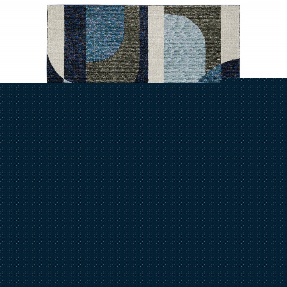 7' X 10' Blue and Gray Geometric Power Loom Area Rug