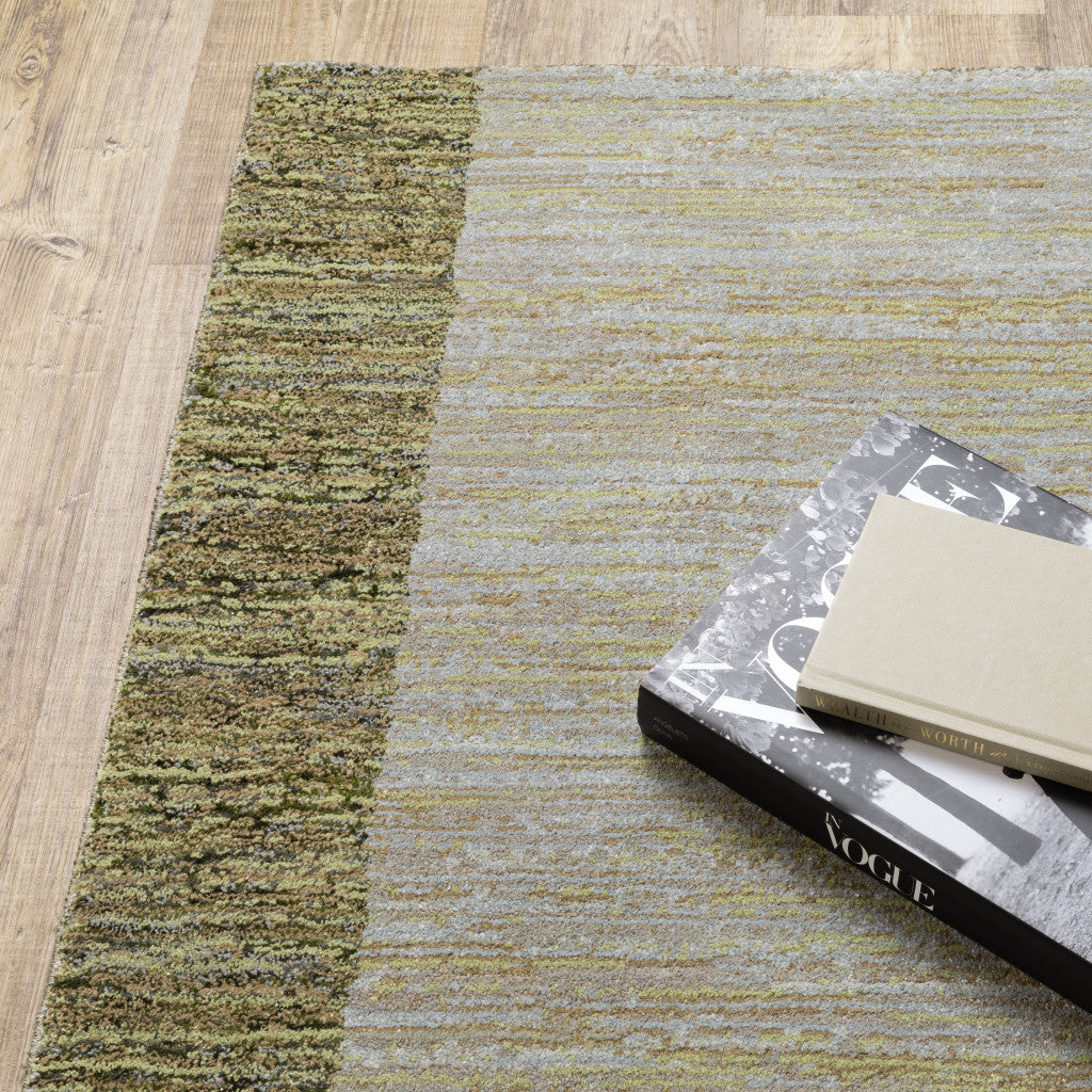 9' X 12' Gold Green Charcoal Teal Blue Purple Grey And Beige Geometric Power Loom Stain Resistant Area Rug