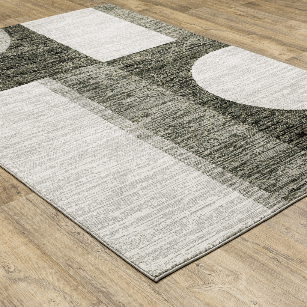 3' X 5' Gray and Ivory Geometric Power Loom Area Rug