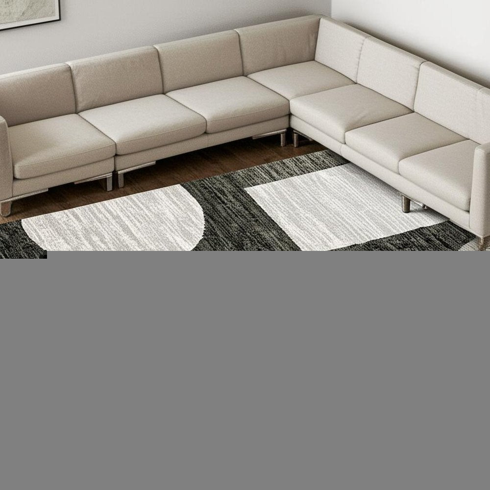 9' X 12' Gray and Ivory Geometric Power Loom Area Rug