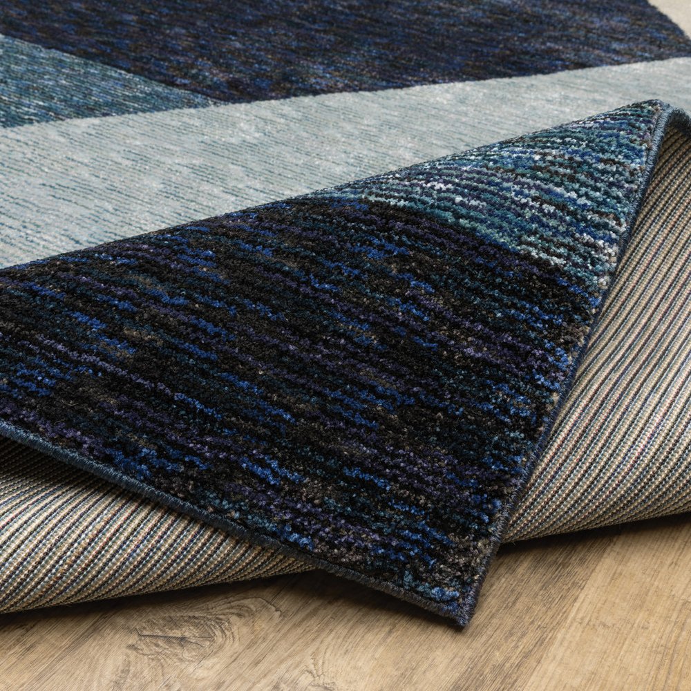 8' Blue Purple And Gray Geometric Runner Rug