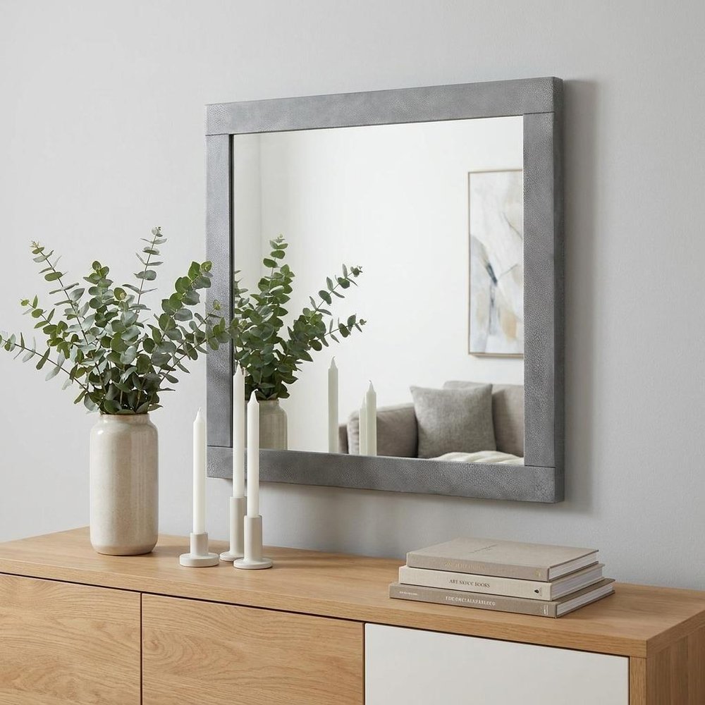 35" Gray Wood Framed Accent Mirror