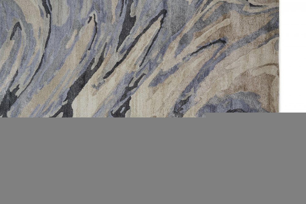 4' X 6' Gray and Ivory Abstract Hand Tufted Area Rug